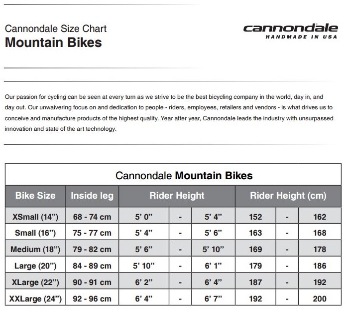 cannondale sizing by height Online Discount Shop for Electronics